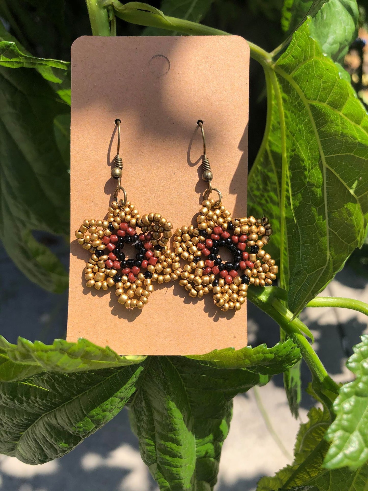 Gold/Brown Beaded Flower