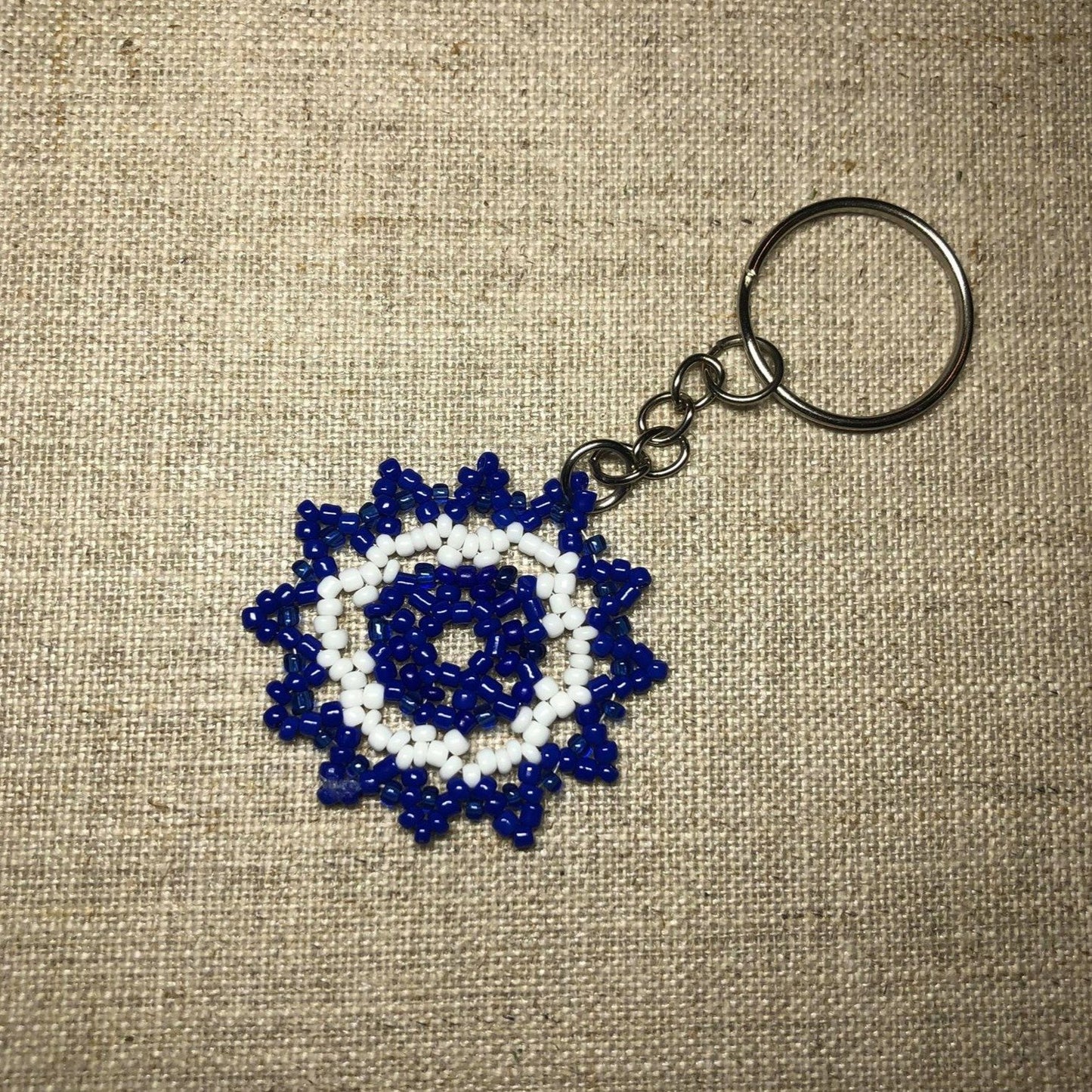 Dark Blue & White Keychain