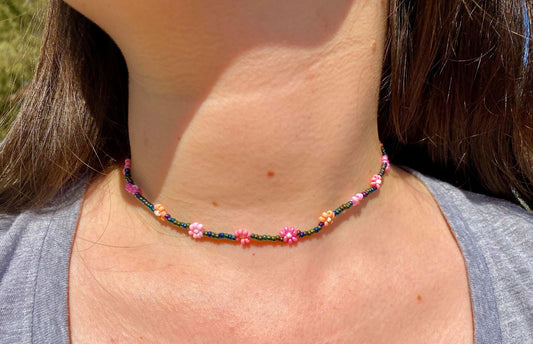 Pink Daisies Necklace