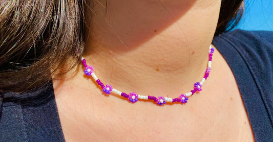 Purple Daisies Necklace