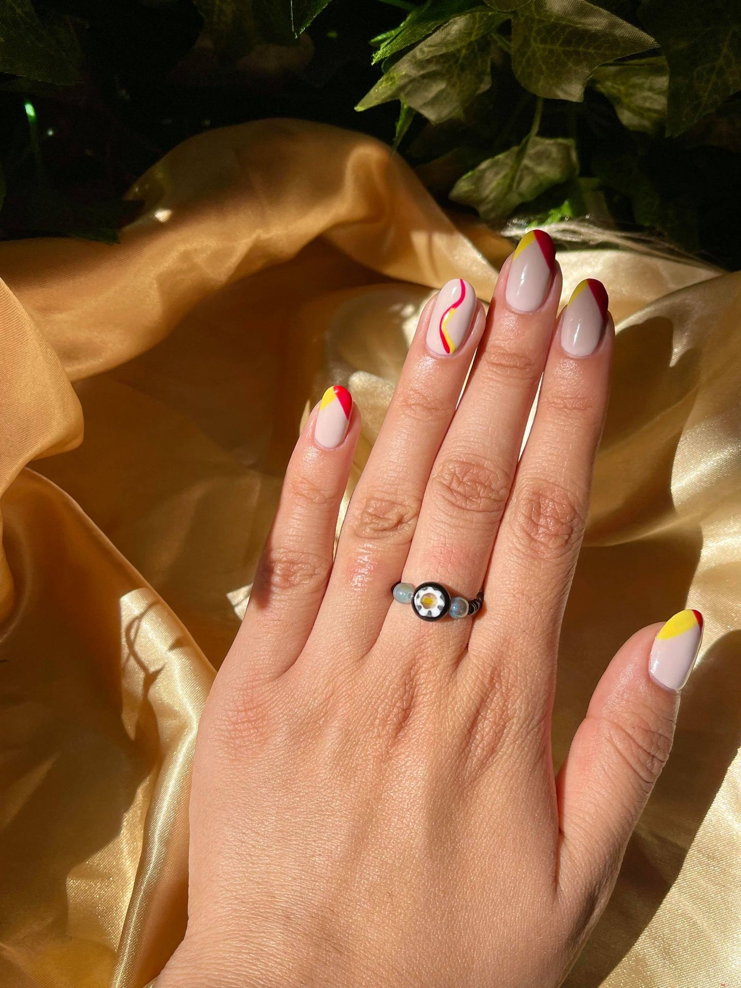 Blue/Black Bead Ring