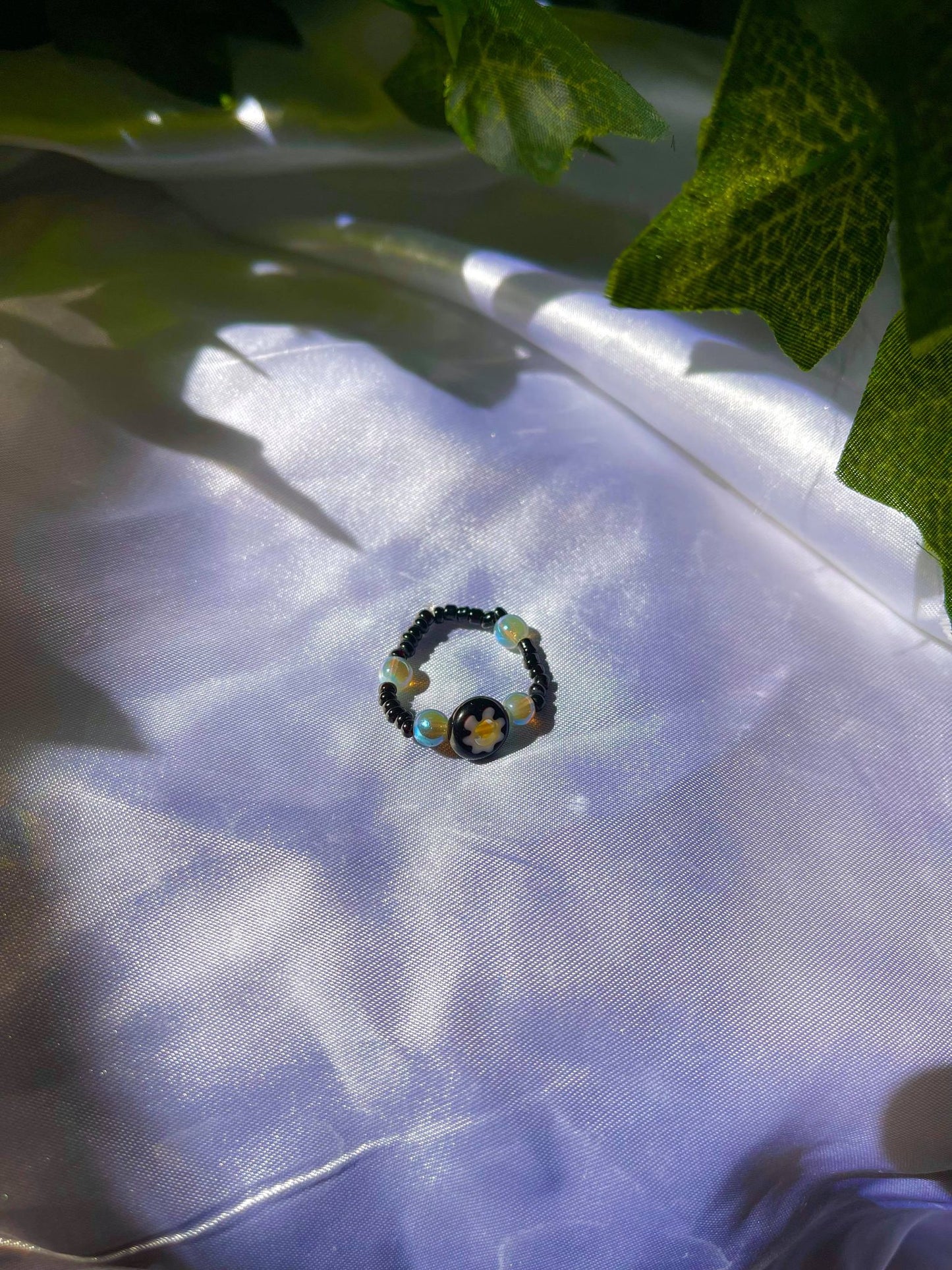 Blue/Black Bead Ring