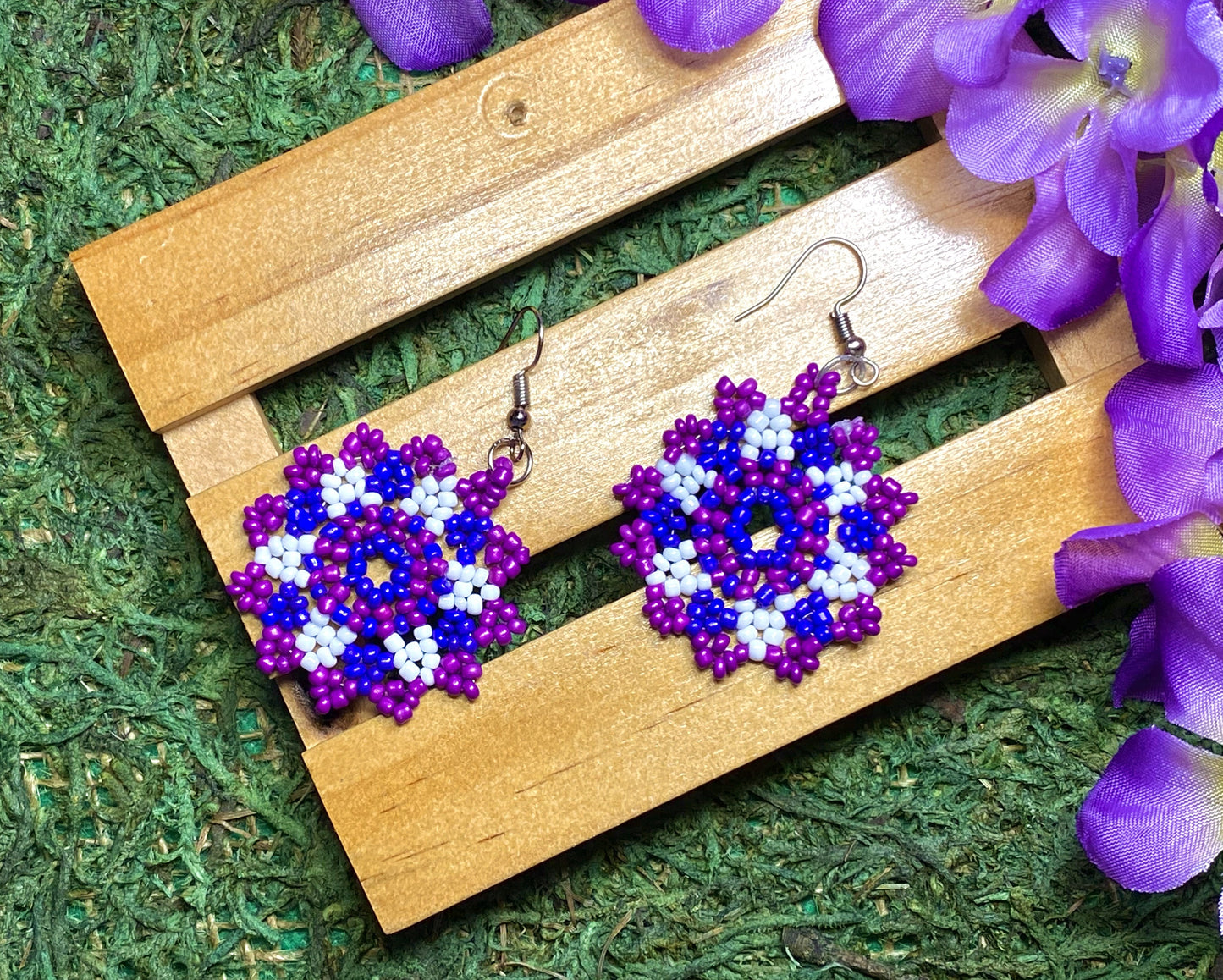 Purple Beaded Earrings