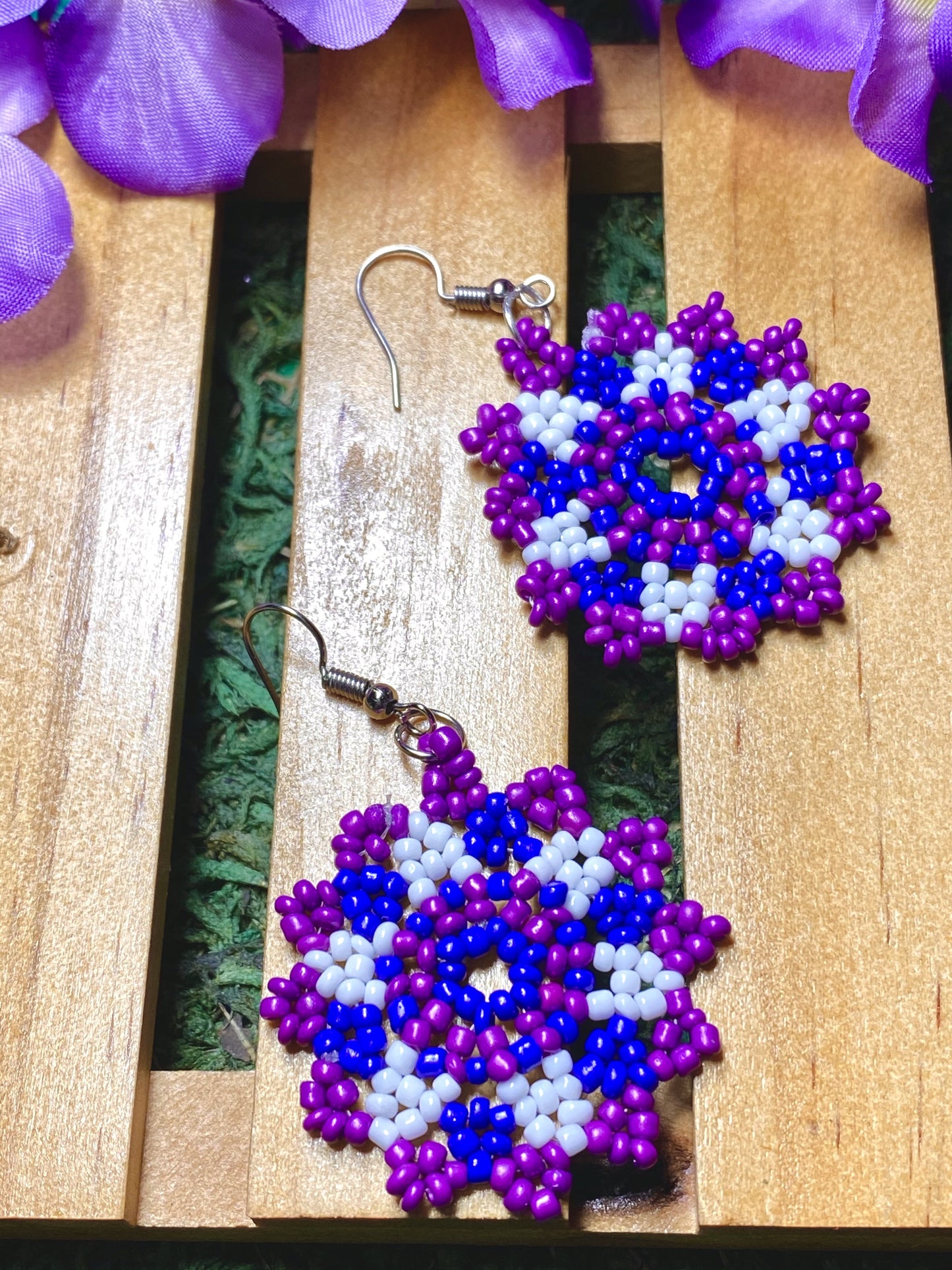 Purple Beaded Earrings