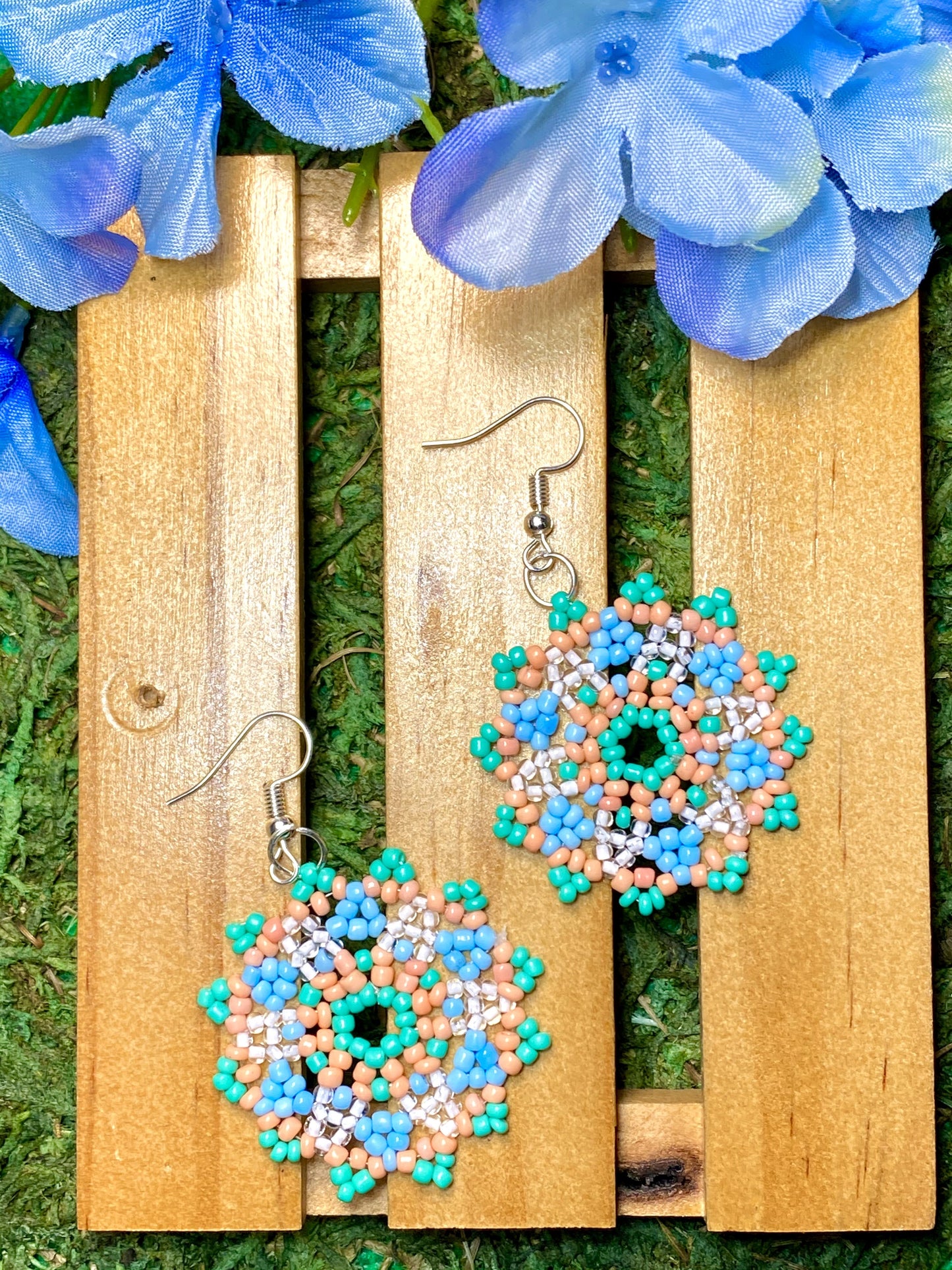 Baby Blue Beaded Earrings