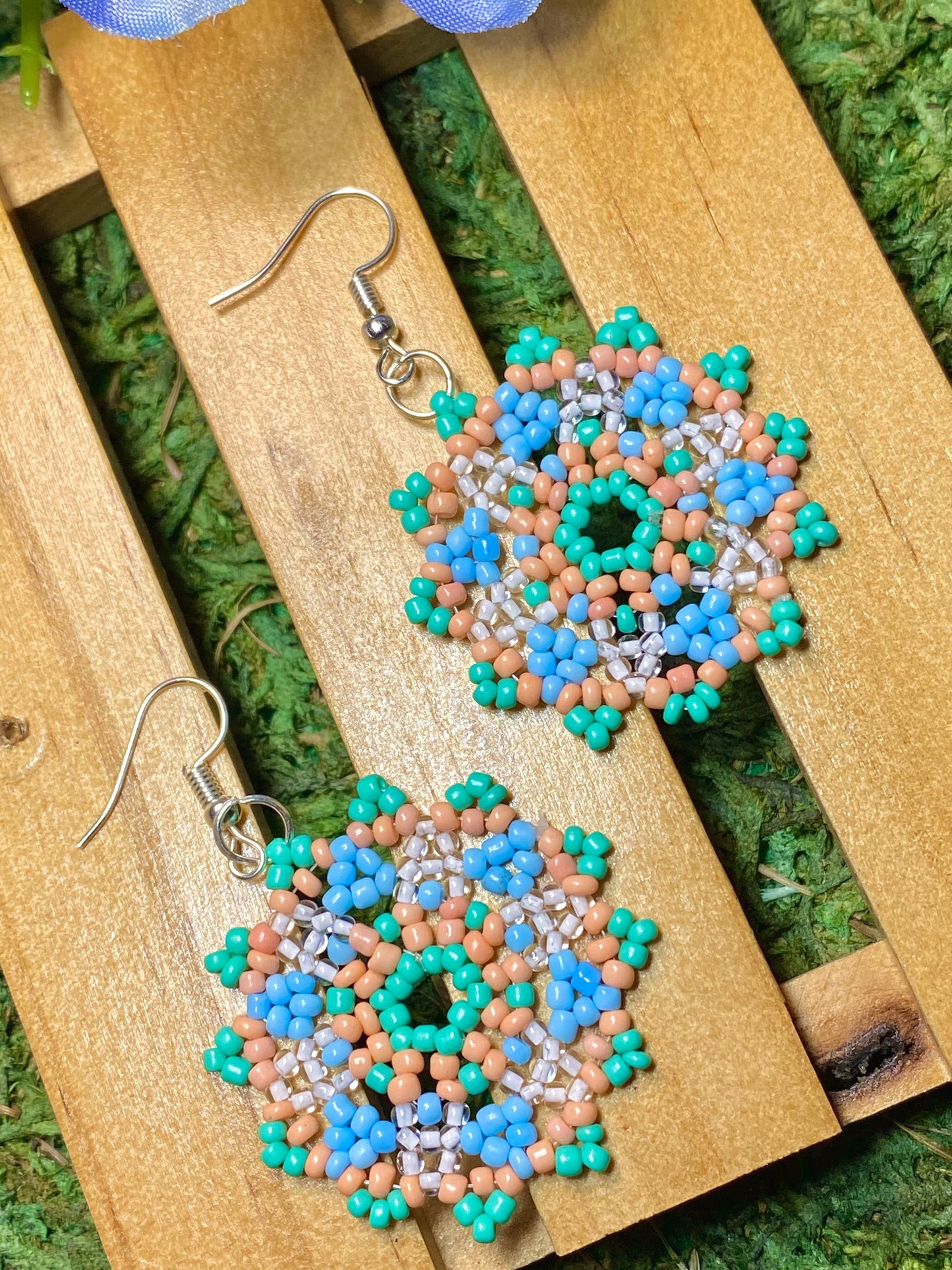 Baby Blue Beaded Earrings
