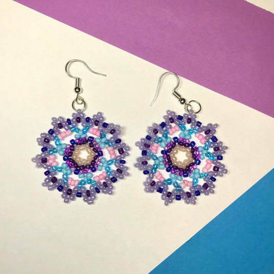 Pastel Blue/Purple Beaded Earrings