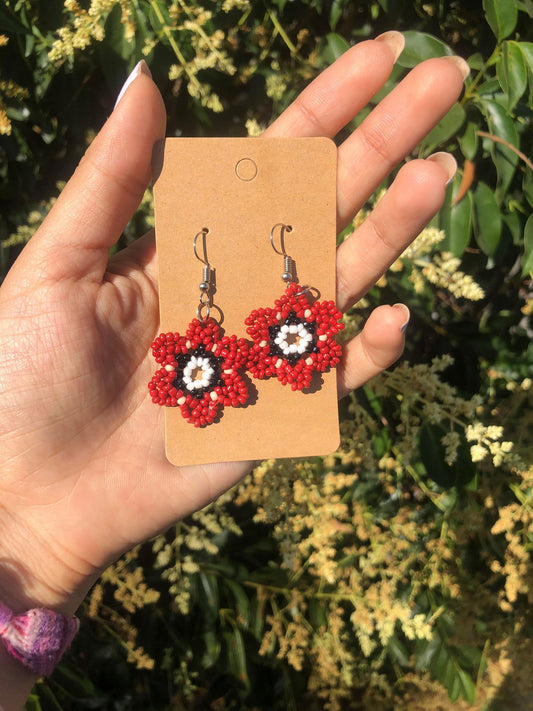 Red/White Beaded Flower