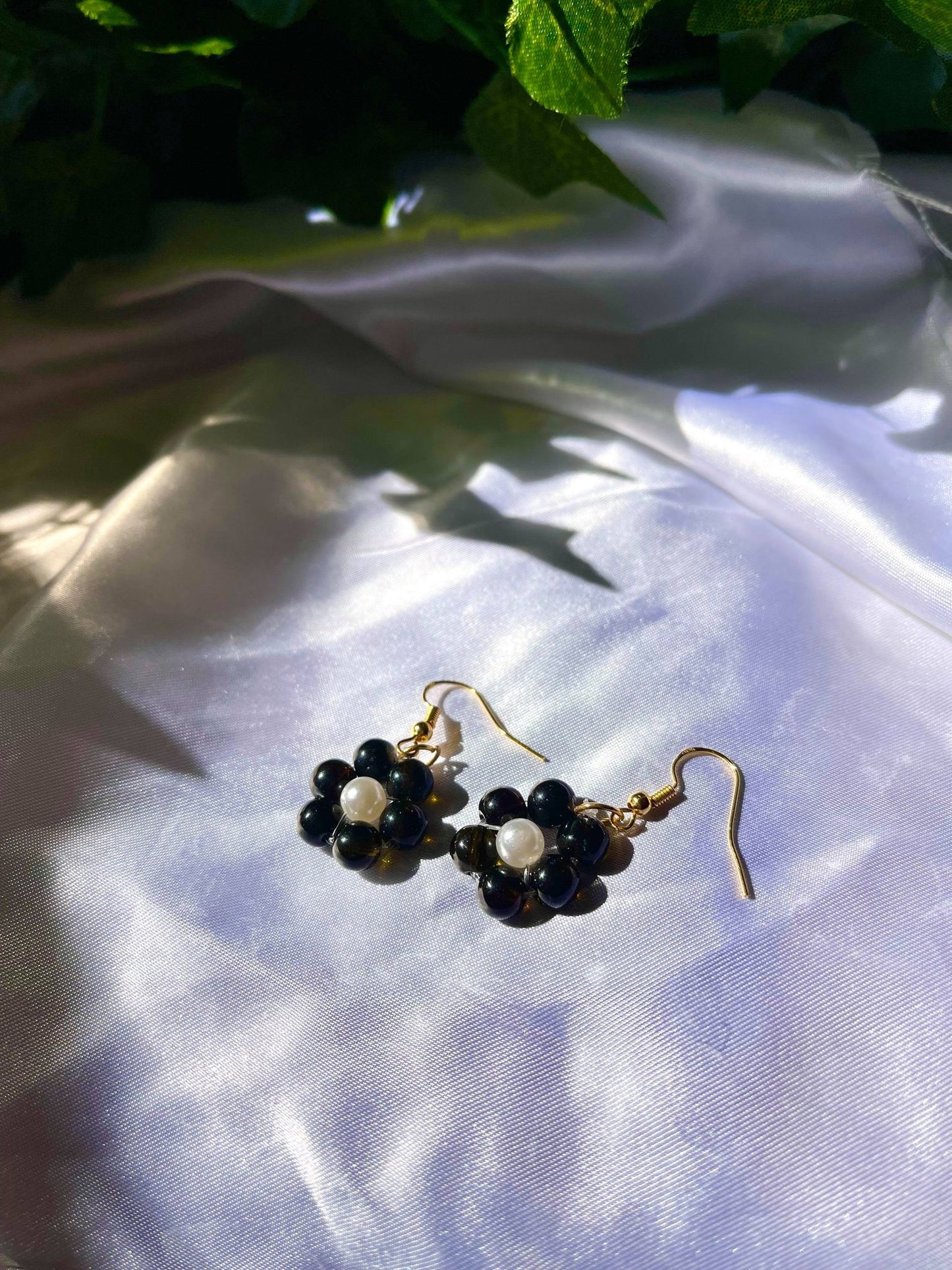 Black Flowers Earrings